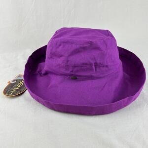 Scala Cotton Sun Hat w/ Inner Drawstring UPF 50+ Packable Foldable Flip Brim NWT